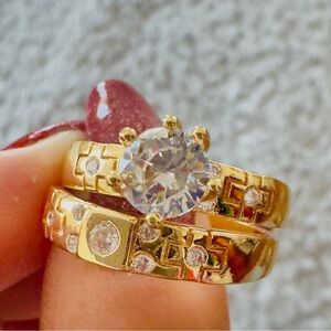 New Elegant 14K Gold plated Women's engagement Ring Set.